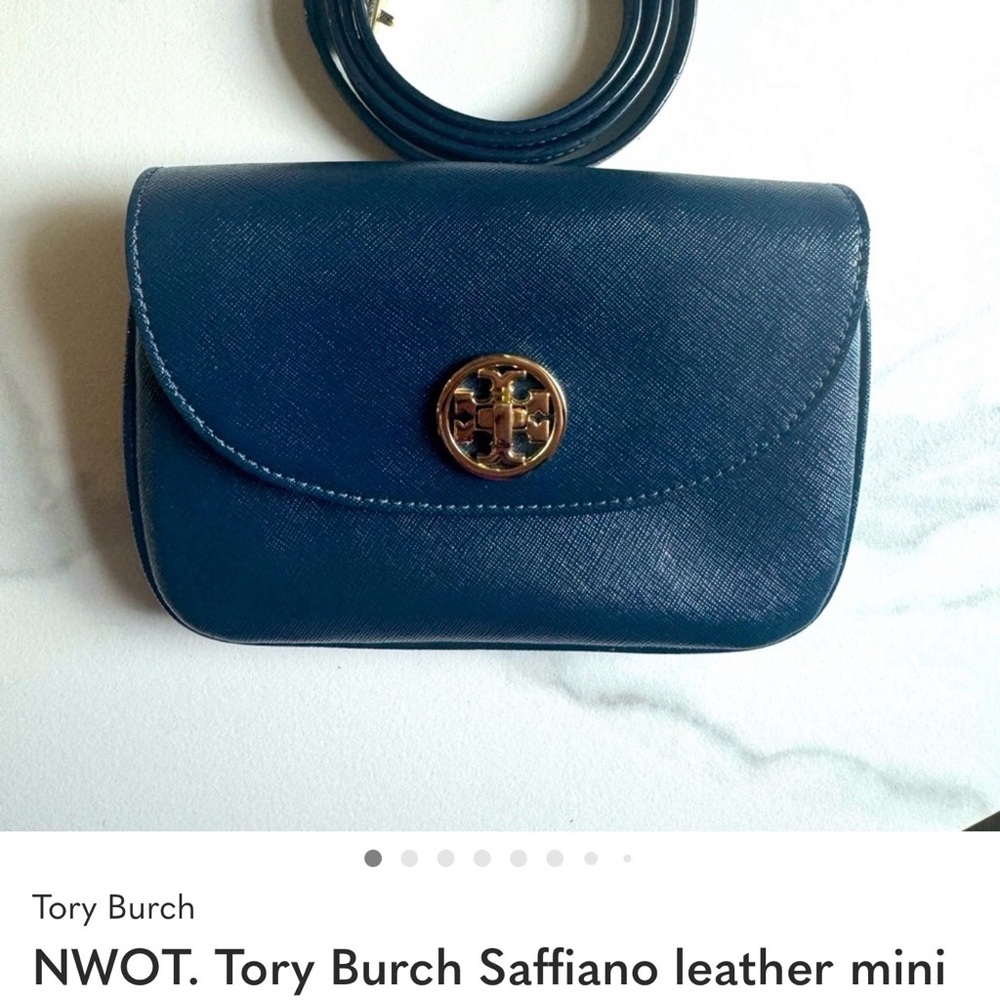 Tory Burch Saffiano Leather Mini Bag in Blue